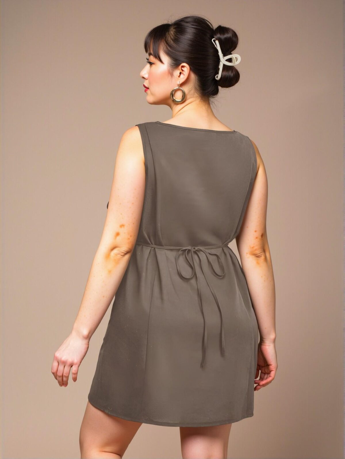 Elegant Grey Casual Boat Neck Sleeveless Mini Dress for Spring and Summer Commuting "Chic, Classy and Trendy Fashion Style to Dress to Impress" - Image 2