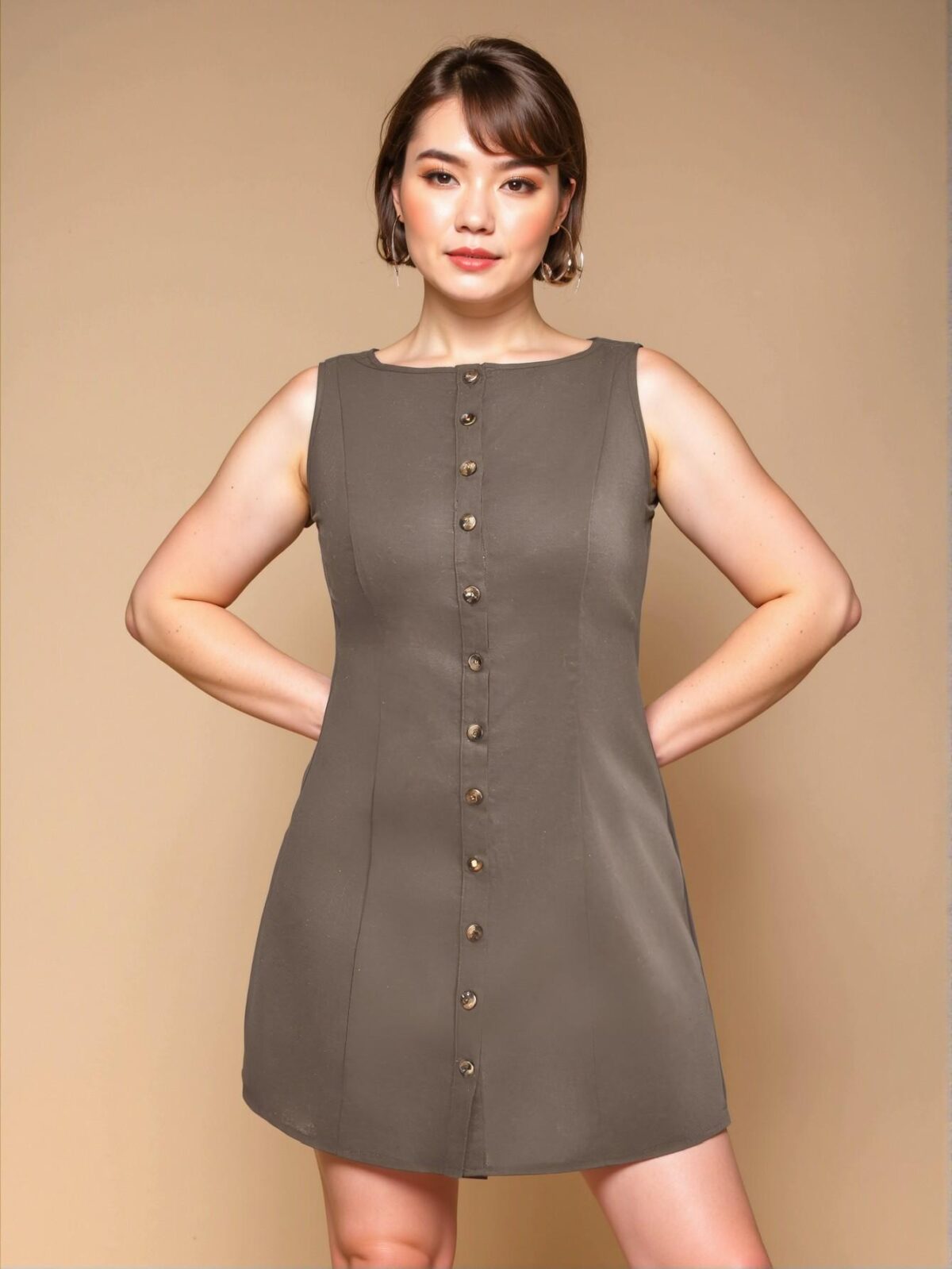 Elegant Grey Casual Boat Neck Sleeveless Mini Dress for Spring and Summer Commuting "Chic, Classy and Trendy Fashion Style to Dress to Impress" - Image 3