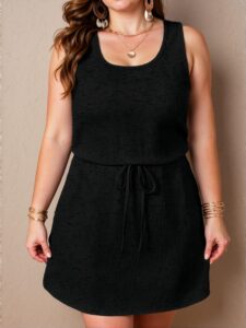 Elegant Black Casual Tie-Waist Sleeveless Spring and Summer Dress "Chic, Classy and Trendy Fashion Style to Dress to Impress"
