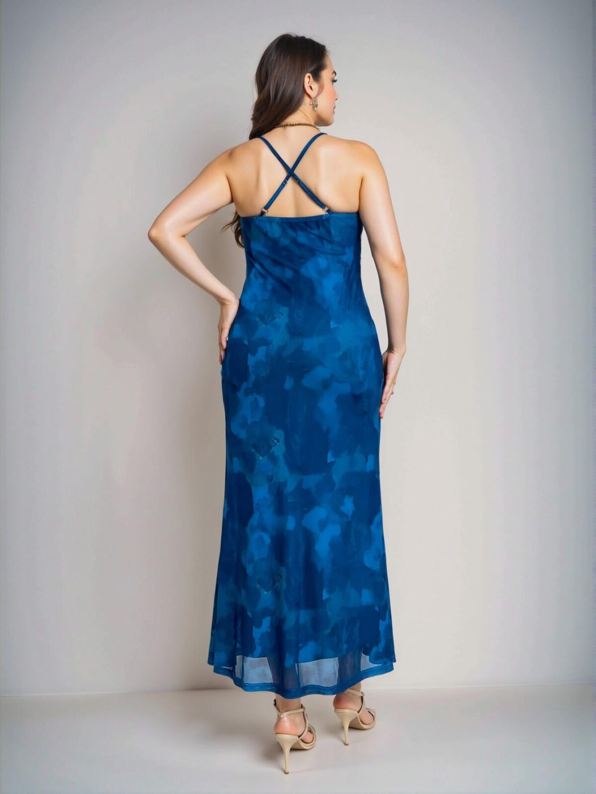 Elegant Blue Tie Dye Mermaid Dress for Plus Sizes, Perfect for Commuting, Vacations, and Special Occasions "Chic, Classy and Trendy Fashion Style to Dress to Impress" - Image 4