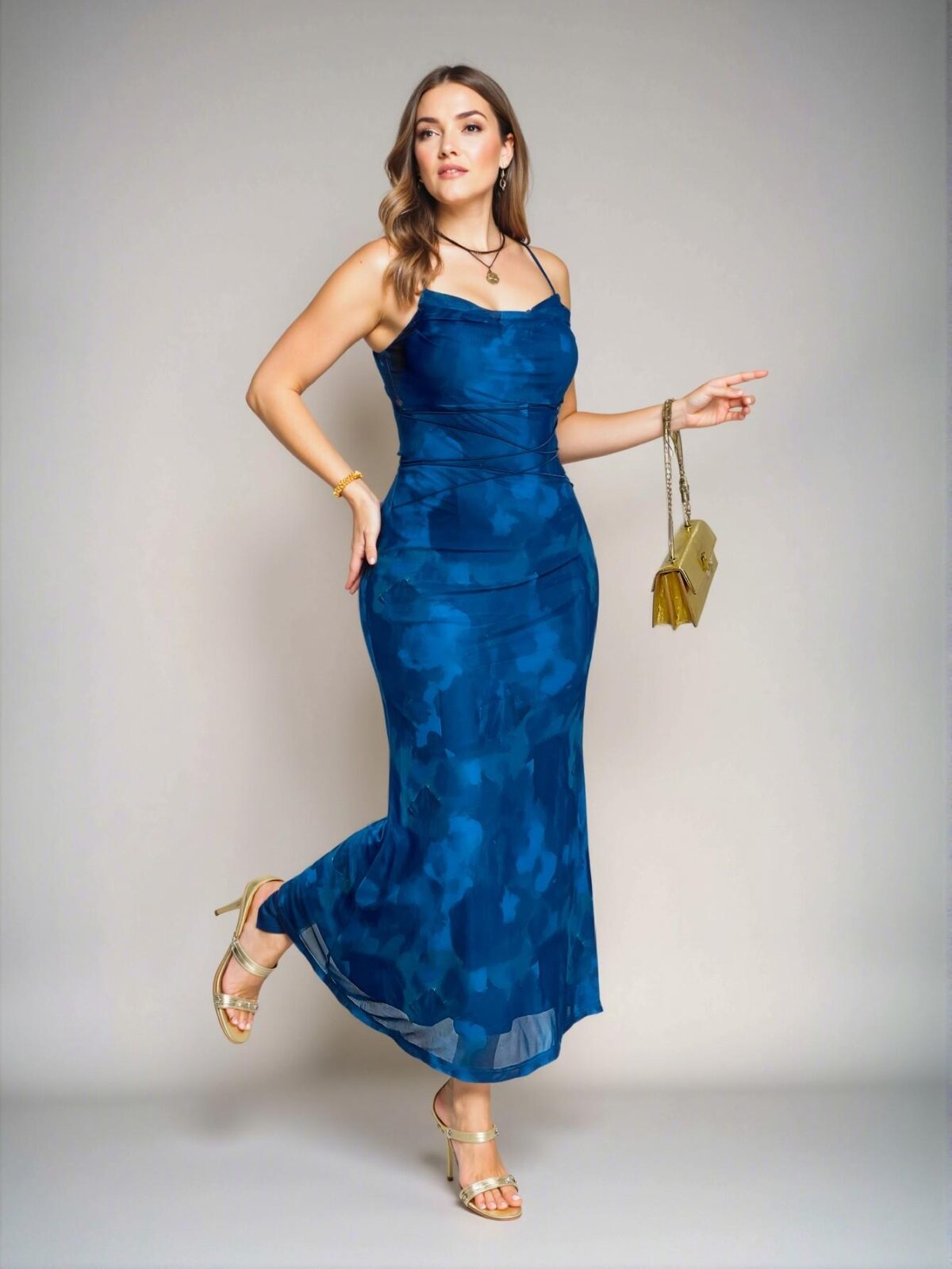 Elegant Blue Tie Dye Mermaid Dress for Plus Sizes, Perfect for Commuting, Vacations, and Special Occasions "Chic, Classy and Trendy Fashion Style to Dress to Impress" - Image 5