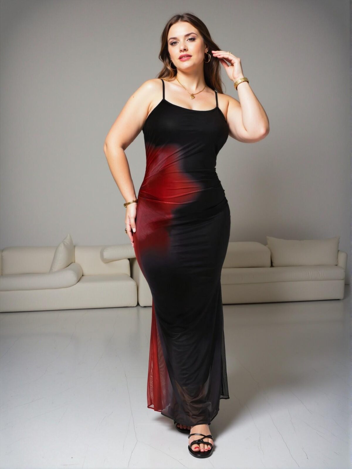 Elegant Black Summer Mesh Maxi Cami Dress for Warm Weather Chic, Classy and Trendy Fashion Style to Dress to Impress - Image 5