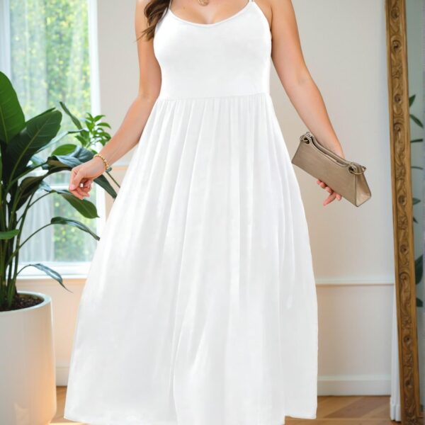 Elegant White Casual Maxi Cami Dress for Spring and Summer - Chic, Classy and Trendy Fashion Style to Dress to Impress