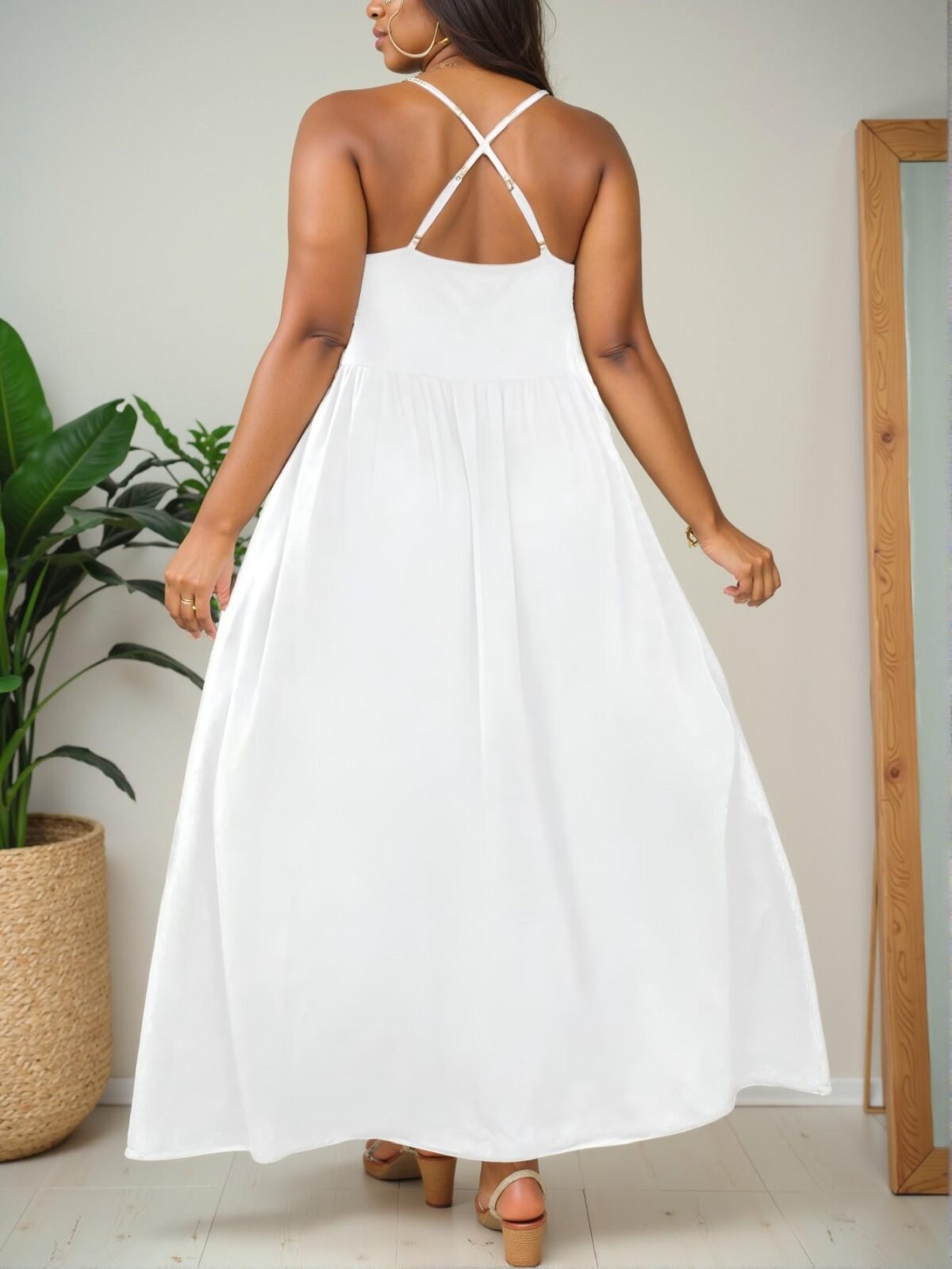 Elegant White Casual Maxi Cami Dress for Spring and Summer - Chic, Classy and Trendy Fashion Style to Dress to Impress - Image 2