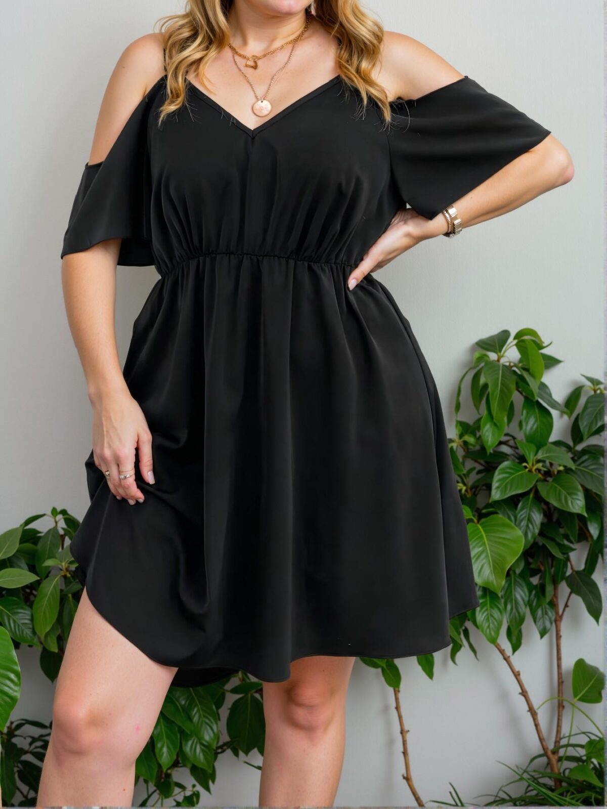 Elegant Black Cutout Shoulder Cami Dress for Spring and Summer - Chic, Classy and Trendy Fashion Style to Dress to Impress