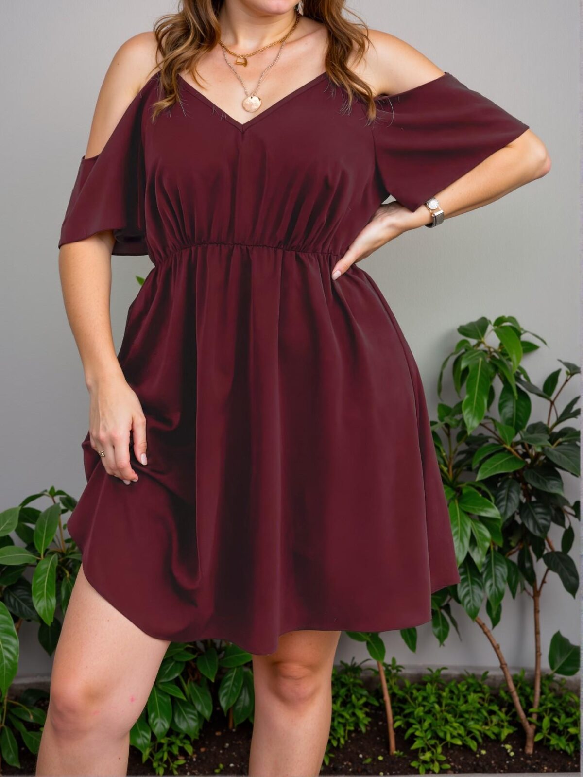 Elegant Burgundy Cold Shoulder Cami Dress Perfect for Spring and Summer "Chic, Classy and Trendy Fashion Style to Dress to Impress"