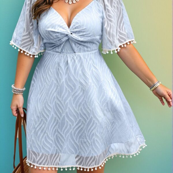 Elegant Baby Blue Stylish A-Line Cutout Beach Dress Perfect for Spring and Summer Chic, Classy and Trendy Fashion Style to Dress to Impress