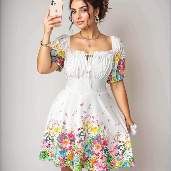 Elegant White Flowy Plus Size Casual Chinese Style Vacation Dress for Various Occasions Like Parties, Gatherings, and Holidays. Comfortable, Versatile, and Slimming for Spring/Summer. Chic, Classy and Trendy Fashion Style to Dress to Impress.