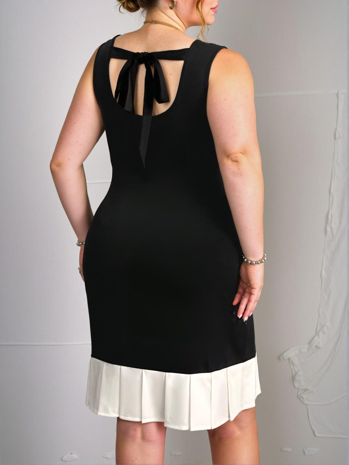 Elegant Black Backless Fitted Mini Dress with 3D Floral Appliqué and Ruffle Hem - Chic, Classy and Trendy Fashion Style to Dress to Impress - Image 2