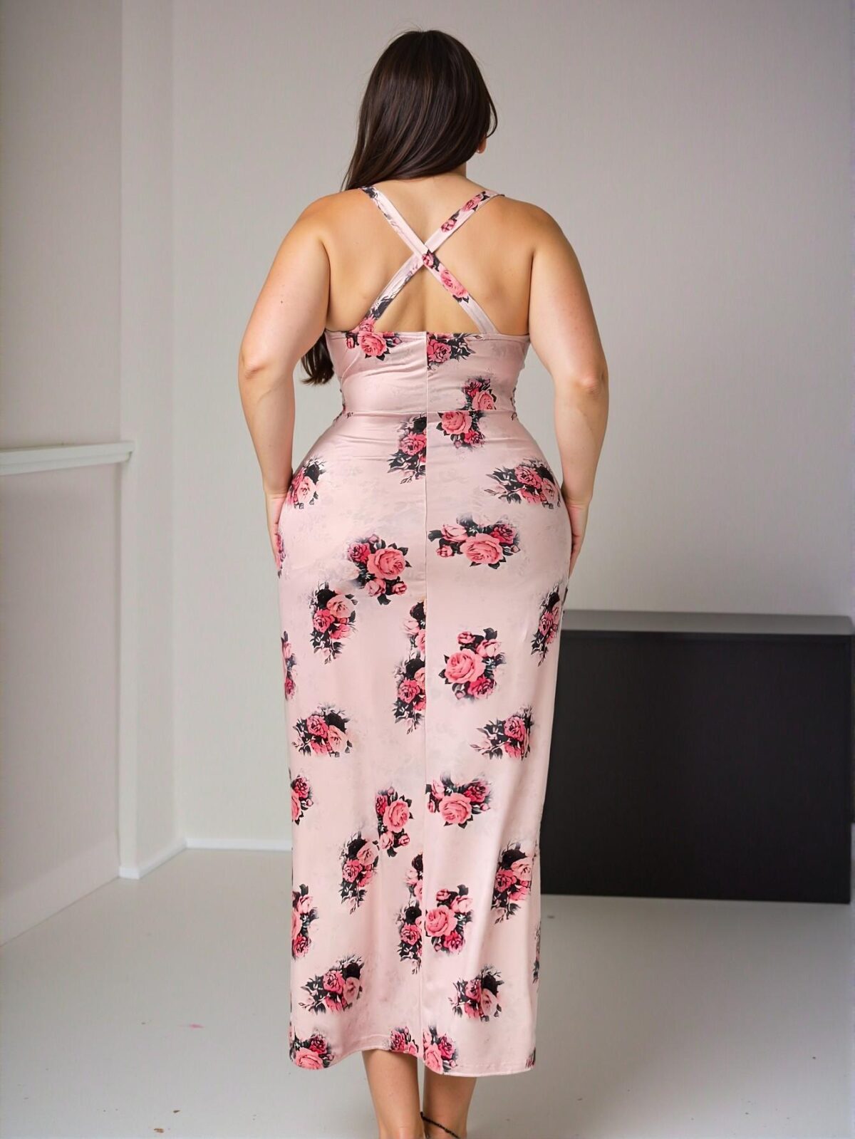 Elegant Multicolor Romantic Floral Print Sleeveless High Slit Fitted Dress for Spring and Summer Chic, Classy and Trendy Fashion Style to Dress to Impress - Image 2