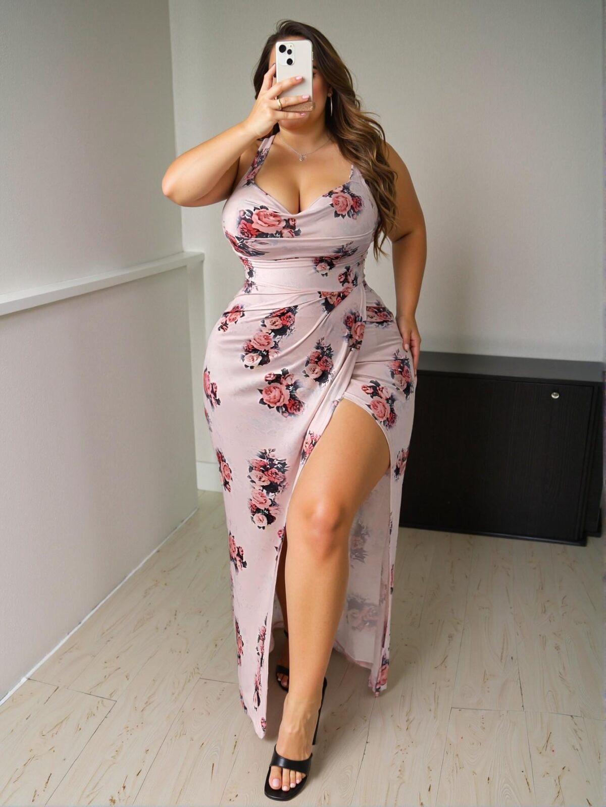 Elegant Multicolor Romantic Floral Print Sleeveless High Slit Fitted Dress for Spring and Summer Chic, Classy and Trendy Fashion Style to Dress to Impress - Image 4