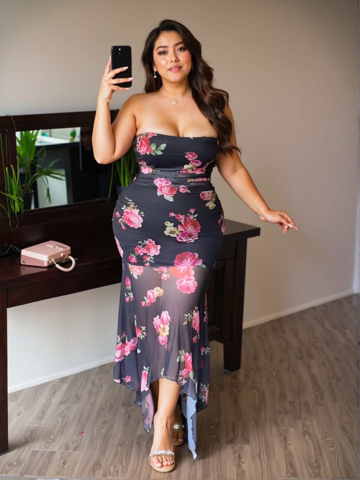Elegant Black Sophisticated Strapless Fitted Bodycon Dress with Asymmetrical Fishtail Hem for Spring and Summer Chic, Classy and Trendy Fashion Style to Dress to Impress - Image 4