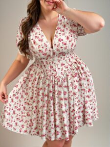 Elegant Multicolor Boho Floral V-Neck Midi Dress with Waist Tie for the Summer Season - Chic, Classy and Trendy Fashion Style to Dress to Impress