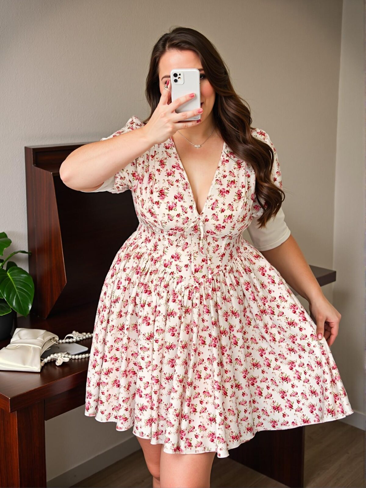 Elegant Multicolor Boho Floral V-Neck Midi Dress with Waist Tie for the Summer Season - Chic, Classy and Trendy Fashion Style to Dress to Impress - Image 4