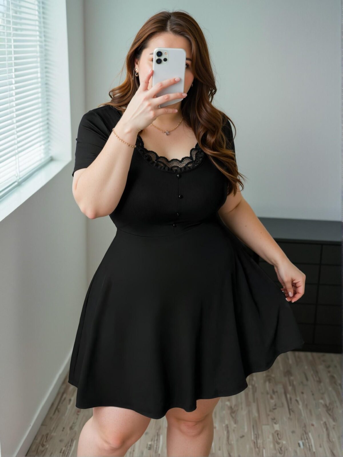 Elegant Black Stylish Lace Short Sleeve A-Line Mini Dress for Spring and Summer Chic, Classy and Trendy Fashion Style to Dress to Impress - Image 5