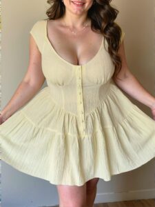 Elegant Yellow Flounce Hem A-Line Dress with Button Front, Perfect for Spring and Summer Beach Getaways - Chic, Classy and Trendy Fashion Style to Dress to Impress
