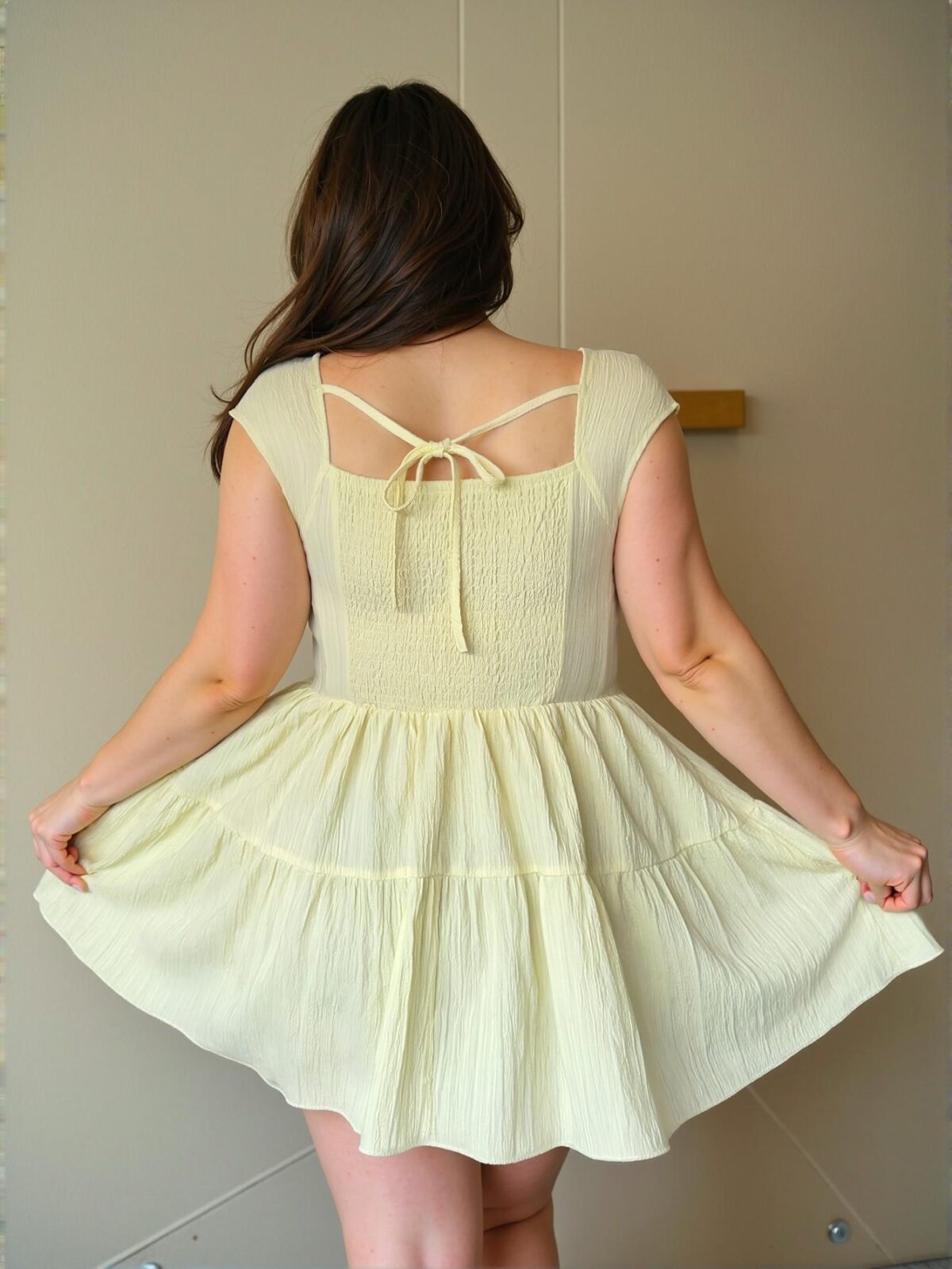 Elegant Yellow Flounce Hem A-Line Dress with Button Front, Perfect for Spring and Summer Beach Getaways - Chic, Classy and Trendy Fashion Style to Dress to Impress - Image 2