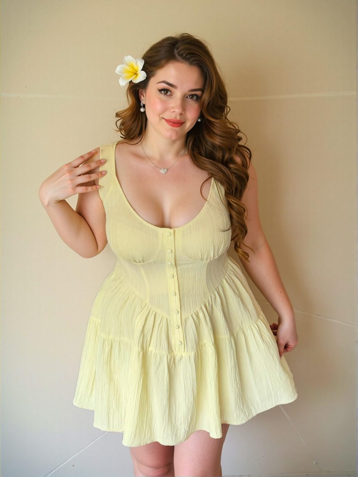 Elegant Yellow Flounce Hem A-Line Dress with Button Front, Perfect for Spring and Summer Beach Getaways - Chic, Classy and Trendy Fashion Style to Dress to Impress - Image 4