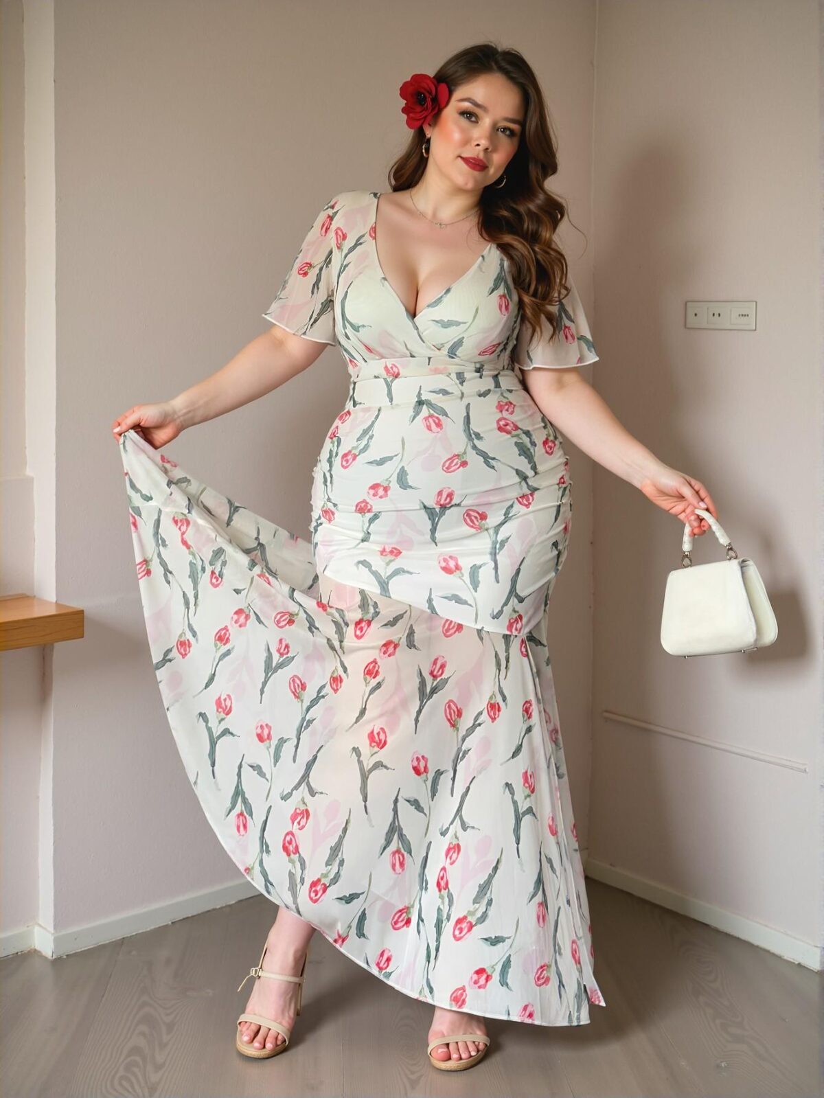 Elegant Multicolor Floral Fitted Waist Mini Dress with Side Slit for Spring and Summer - Chic, Classy, and Trendy Fashion Style to Dress to Impress