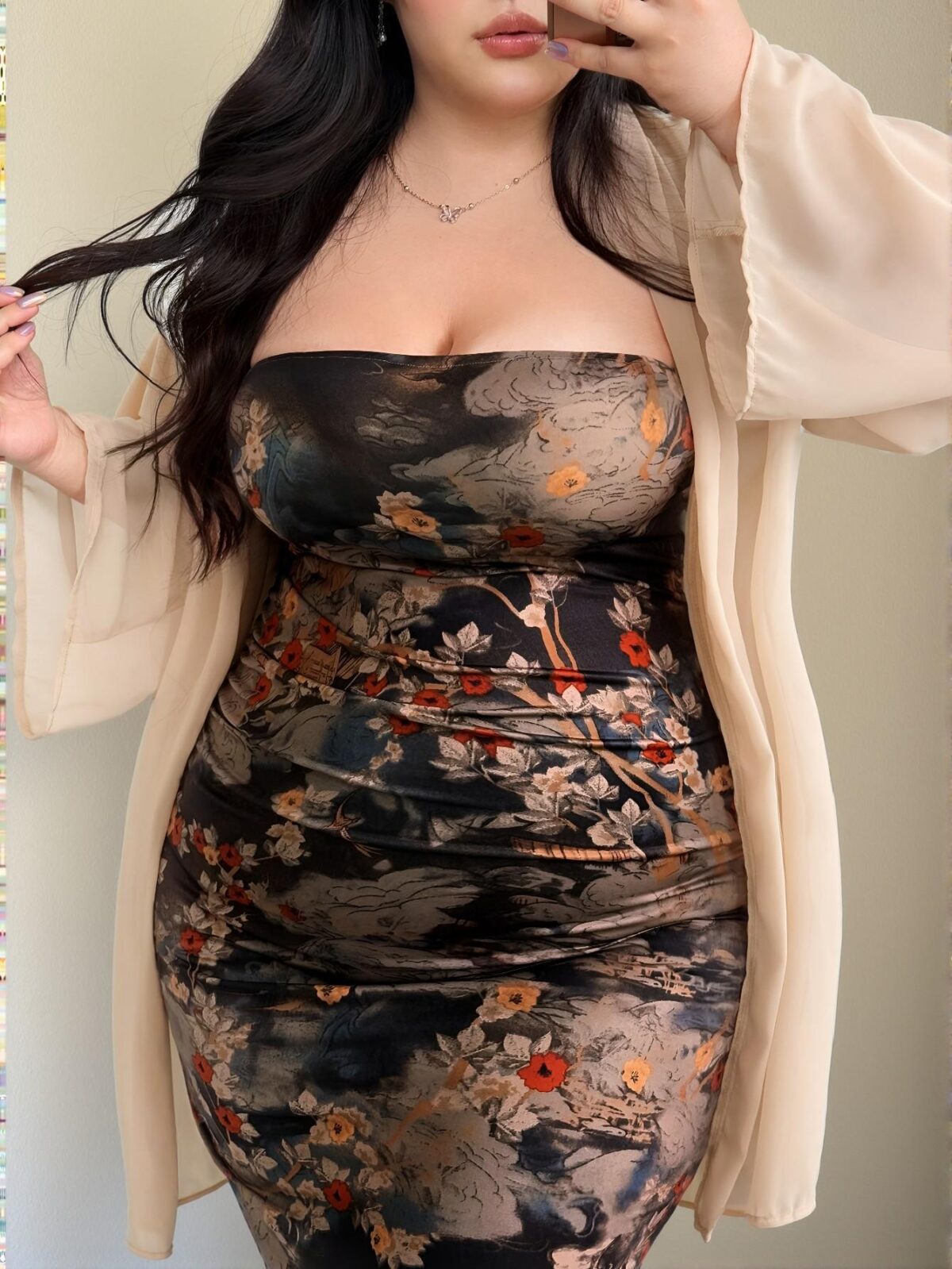 Elegant Multicolor Chic Strapless Bodycon Cheongsam Dress with Light Coat for Spring and Summer - Chic, Classy and Trendy Fashion Style to Dress to Impress