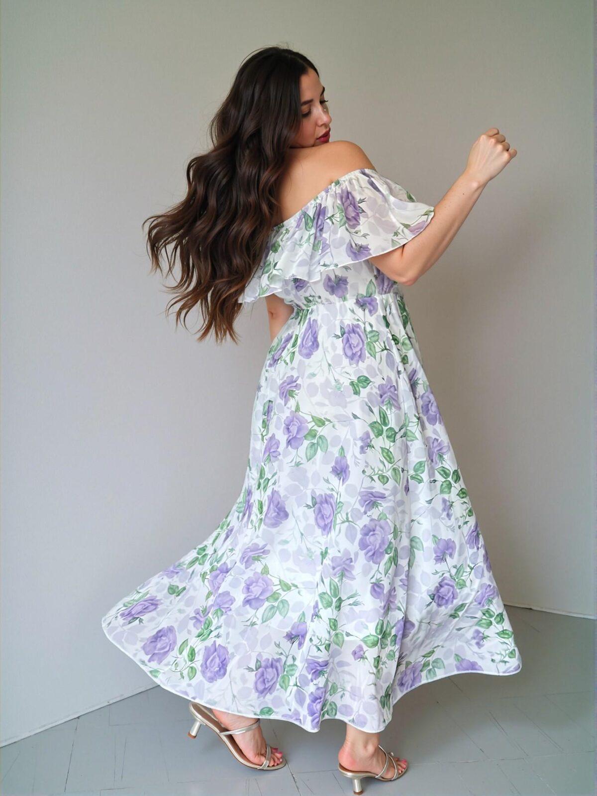 Elegant Multicolor One Shoulder Flared Dress with Ruffle and Asymmetrical Details for Spring and Summer - Chic, Classy and Trendy Fashion Style to Dress to Impress - Image 2