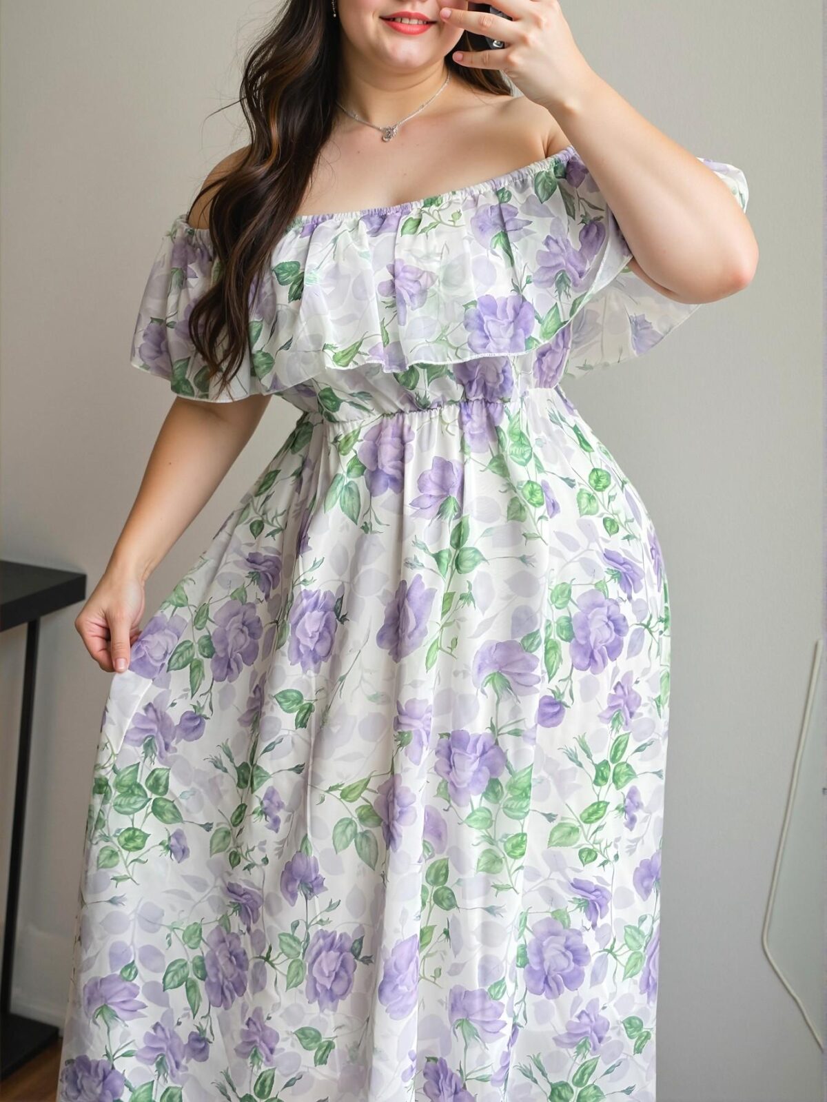 Elegant Multicolor One Shoulder Flared Dress with Ruffle and Asymmetrical Details for Spring and Summer - Chic, Classy and Trendy Fashion Style to Dress to Impress - Image 3