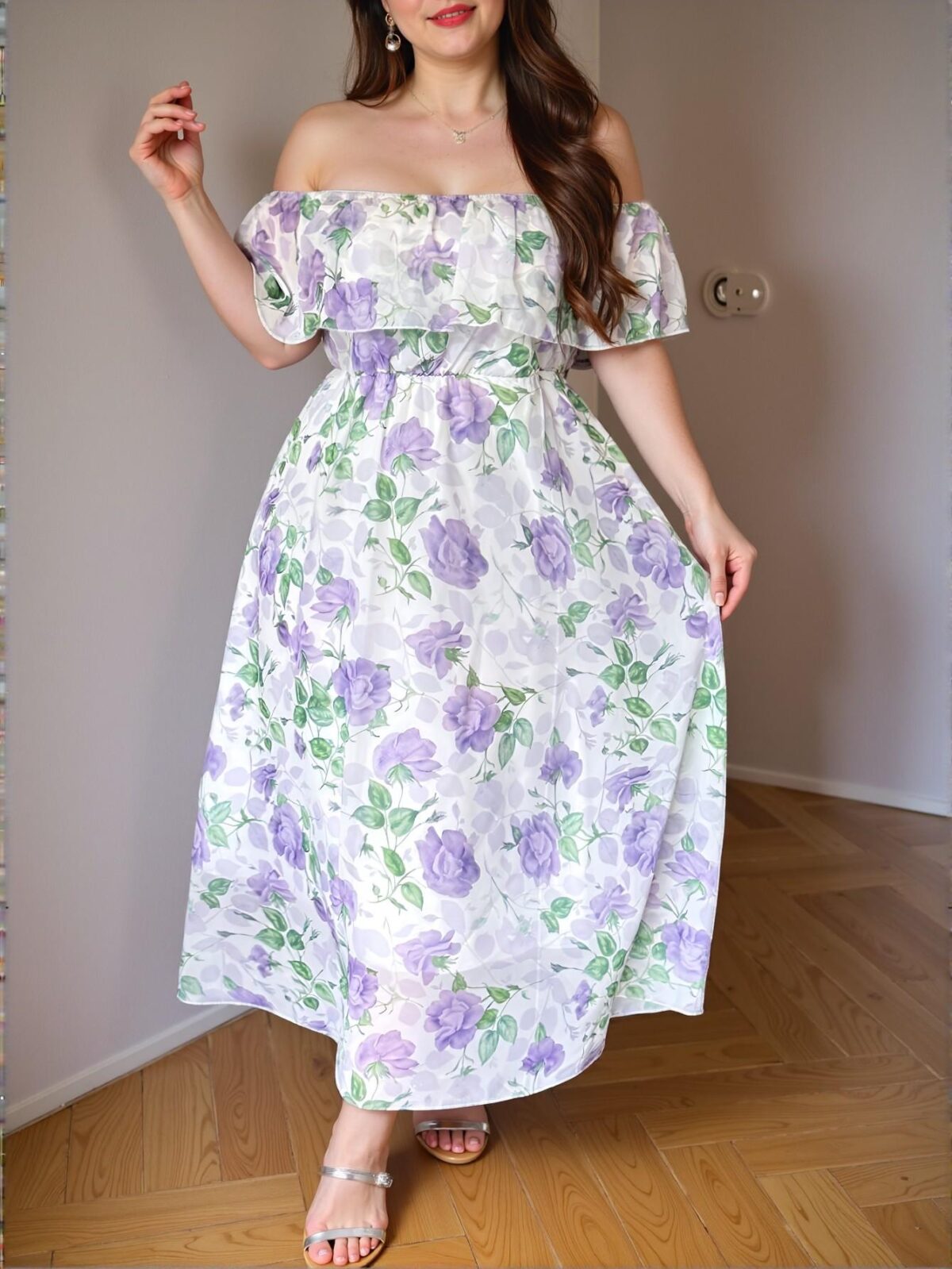 Elegant Multicolor One Shoulder Flared Dress with Ruffle and Asymmetrical Details for Spring and Summer - Chic, Classy and Trendy Fashion Style to Dress to Impress - Image 5