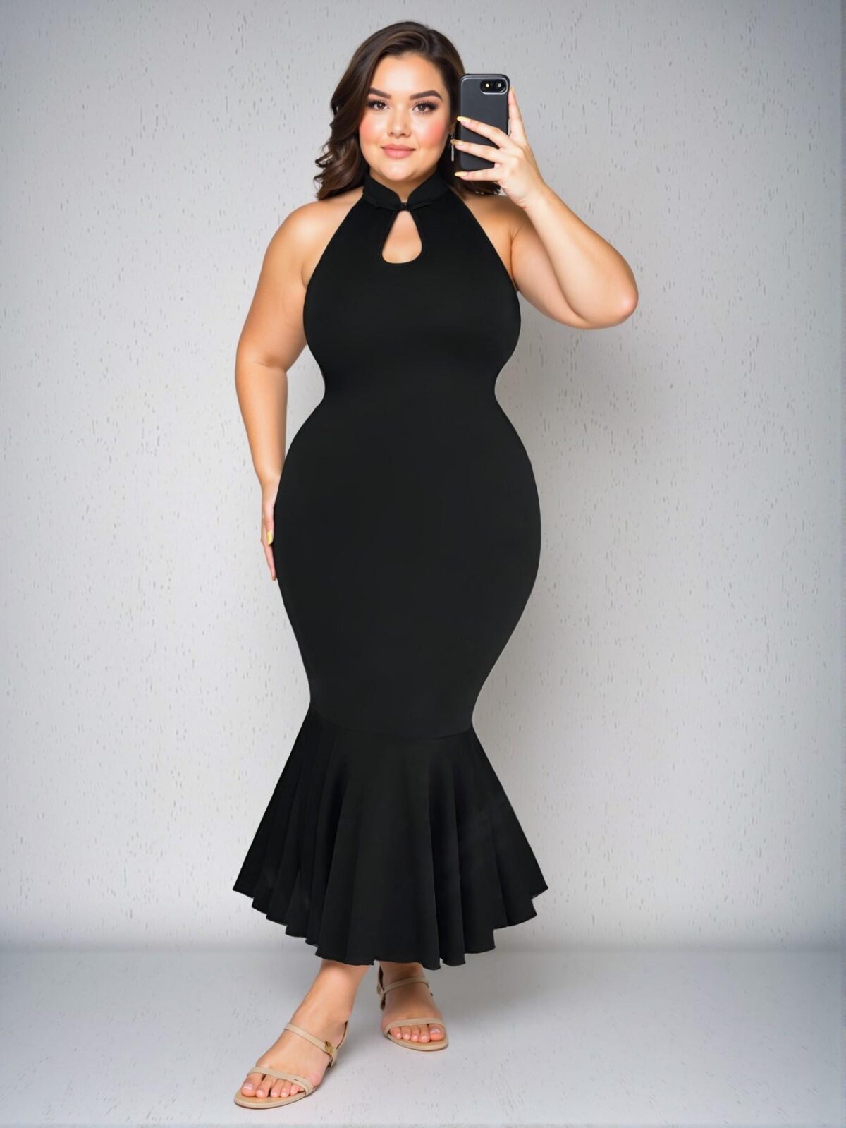 Elegant Black Bodycon Mermaid Hem Cheongsam Dress with Drape Neck for Spring and Summer - Chic, Classy and Trendy Fashion Style to Dress to Impress - Image 5