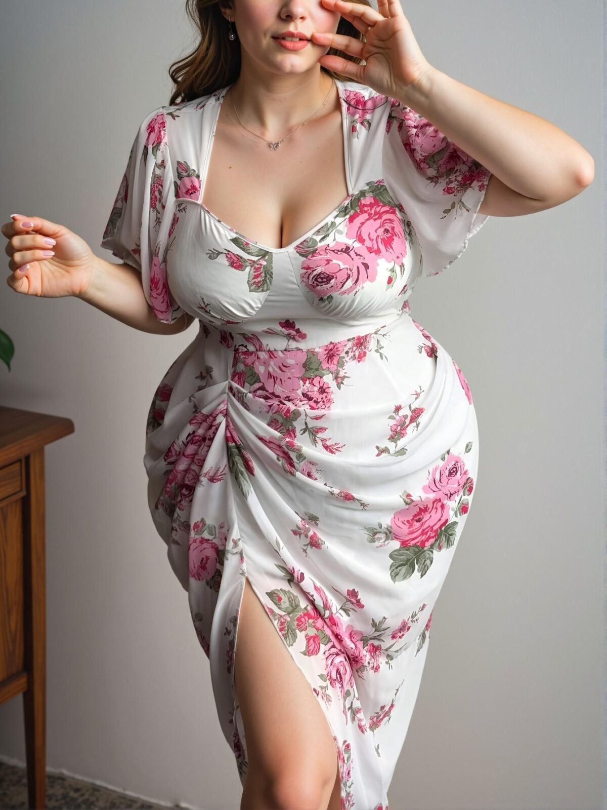 Elegant White Bohemian Floral Print Short Sleeve Long Dress Perfect for Spring and Summer Chic, Classy and Trendy Fashion Style to Dress to Impress