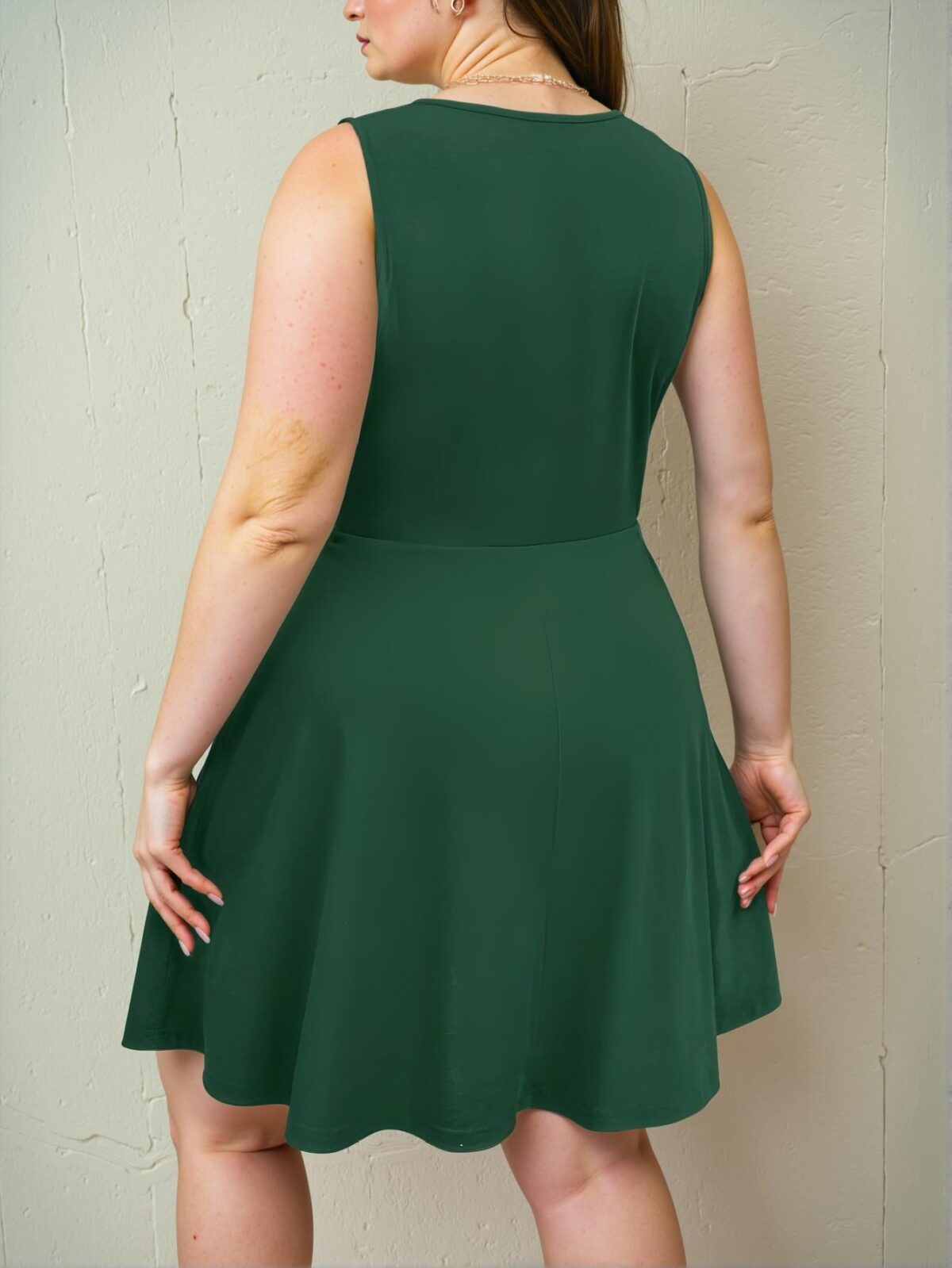Elegant Dark Green Trendy A-Line Hem Dress with Cross Strap U-Neck Design for Spring and Summer - Chic, Classy, and Trendy Fashion Style to Dress to Impress - Image 2
