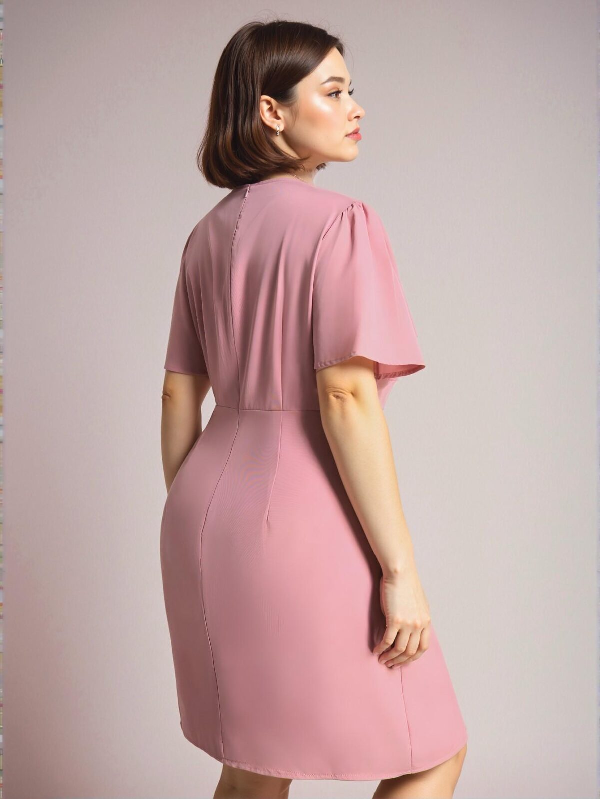 Elegant Dusty Pink A-Line Wrap Dress for Office and Spring Style: Chic, Classy and Trendy Fashion to Dress to Impress - Image 2