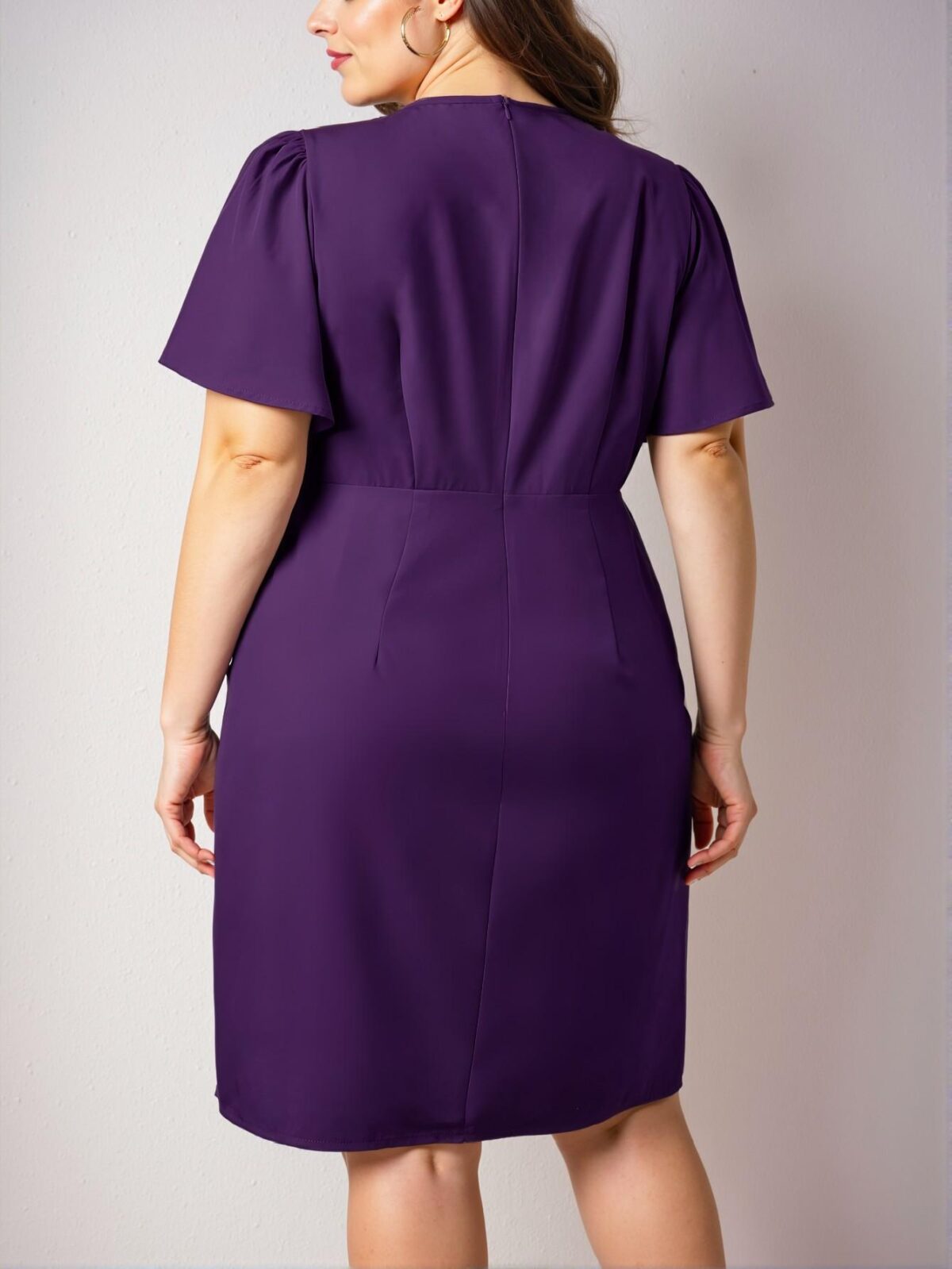 Elegant Purple A-Line Wrap Dress for Summer Weddings and Engagements - Chic, Classy, and Trendy Fashion Style to Dress to Impress - Image 2