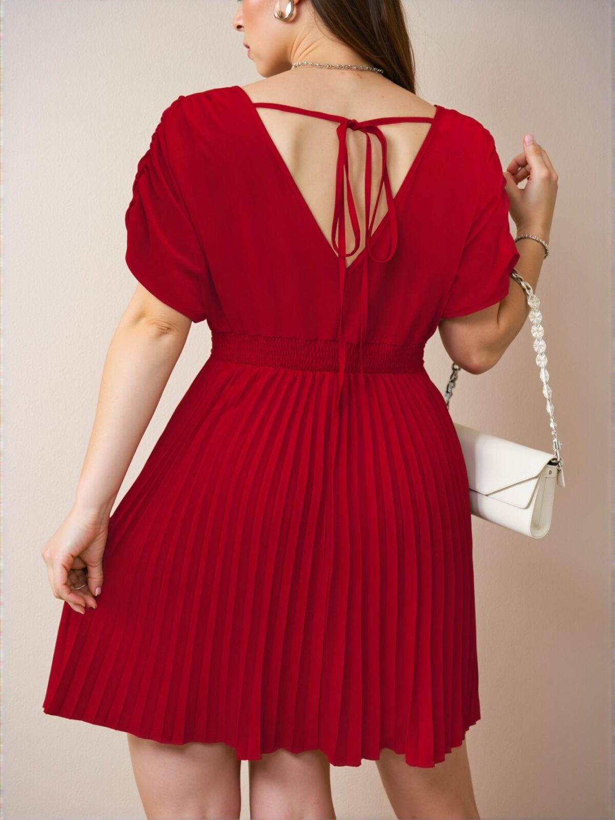 Elegant Red Casual A-Line Dress with Pleated Hem for Spring and Summer - Chic, Classy and Trendy Fashion Style to Dress to Impress