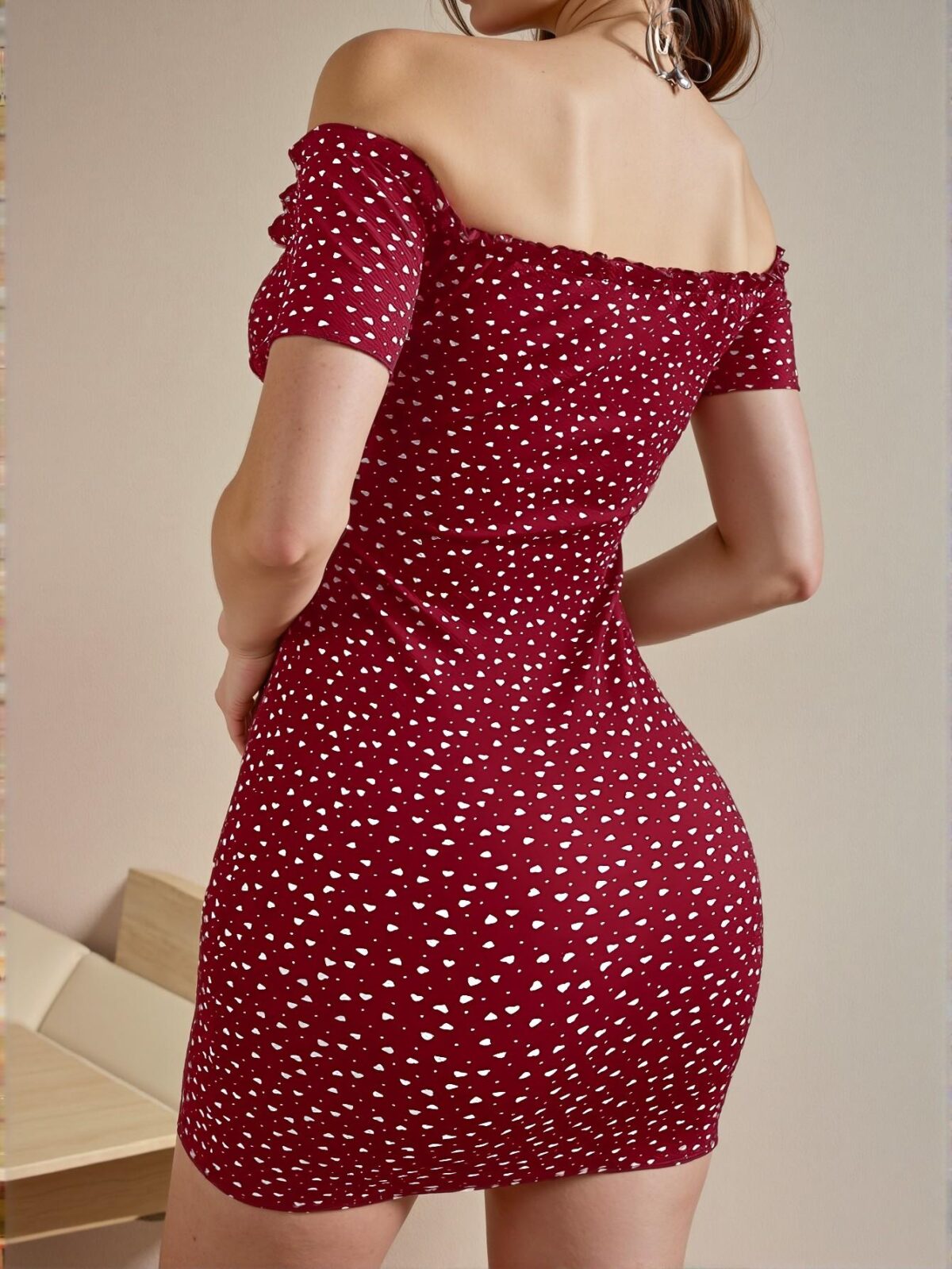Elegant Red Bodycon Off-The-Shoulder Dress, Perfect for Spring and Summer Gatherings, Chic, Classy and Trendy Fashion Style to Dress to Impress - Image 2