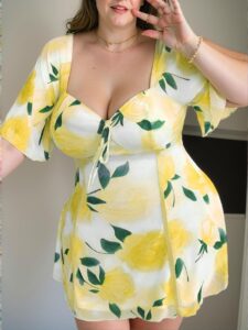 Elegant Yellow Floral Print Ruffle Sleeve Casual Dress for Spring and Summer - Chic, Classy and Trendy Fashion Style to Dress to Impress