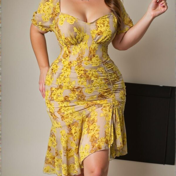 Elegant Yellow Asymmetrical Ruffle Hem Dress for Spring and Summer - Chic, Classy and Trendy Fashion Style to Dress to Impress