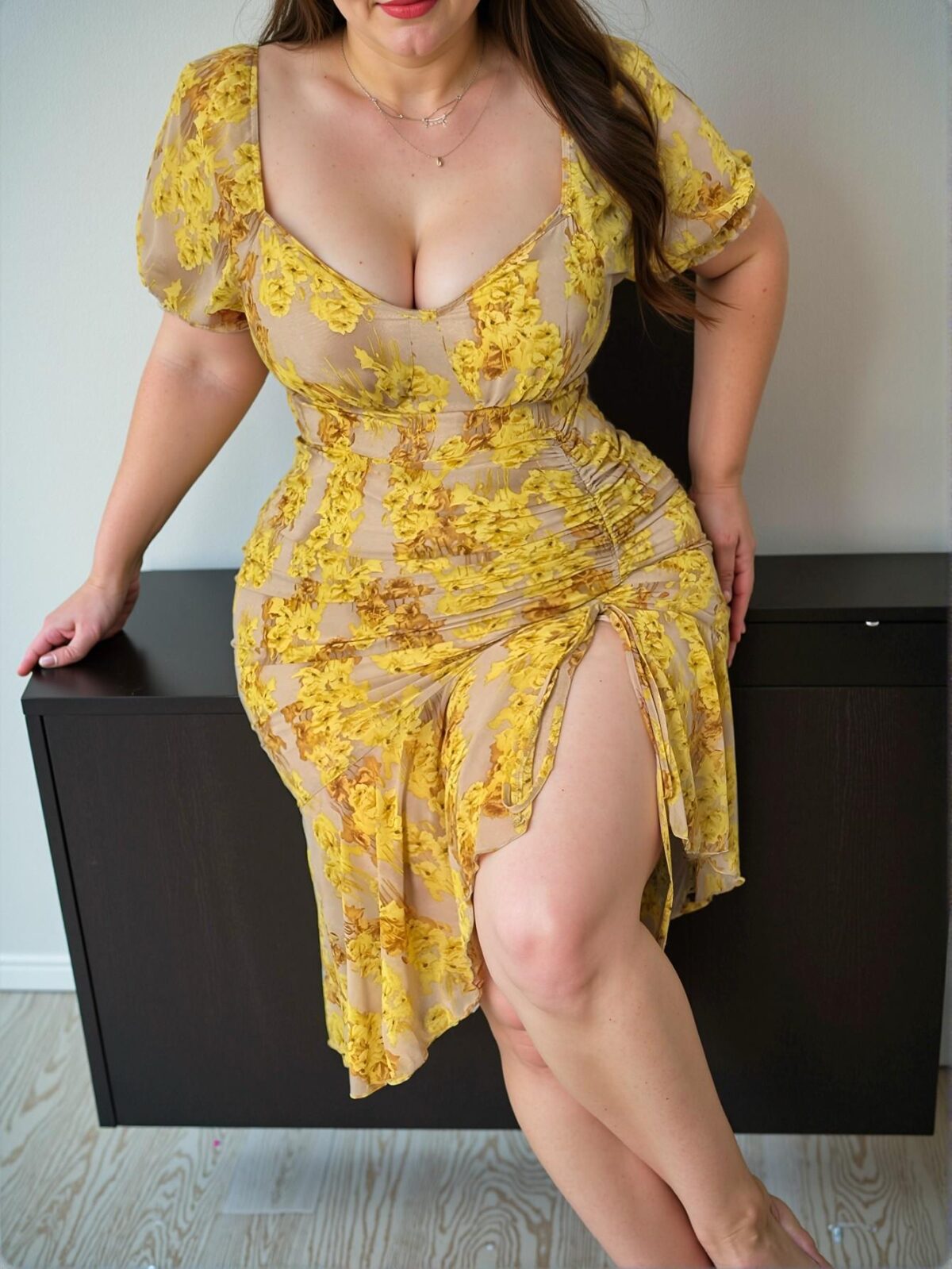 Elegant Yellow Asymmetrical Ruffle Hem Dress for Spring and Summer - Chic, Classy and Trendy Fashion Style to Dress to Impress - Image 4