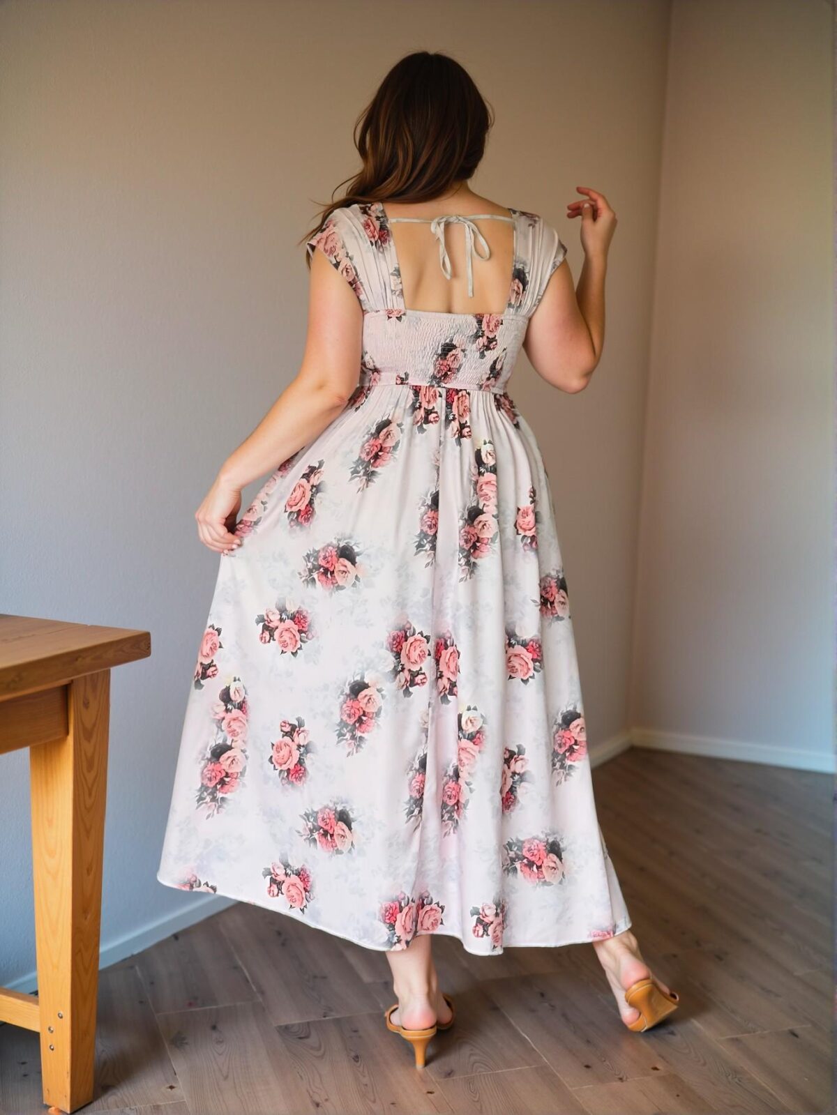 Elegant Pink Romantic Floral Print Sleeveless Pleated A-Line Maxi Dress for Parties, Events, and Holidays in Spring and Summer - Chic, Classy, and Trendy Fashion Style to Dress to Impress - Image 2