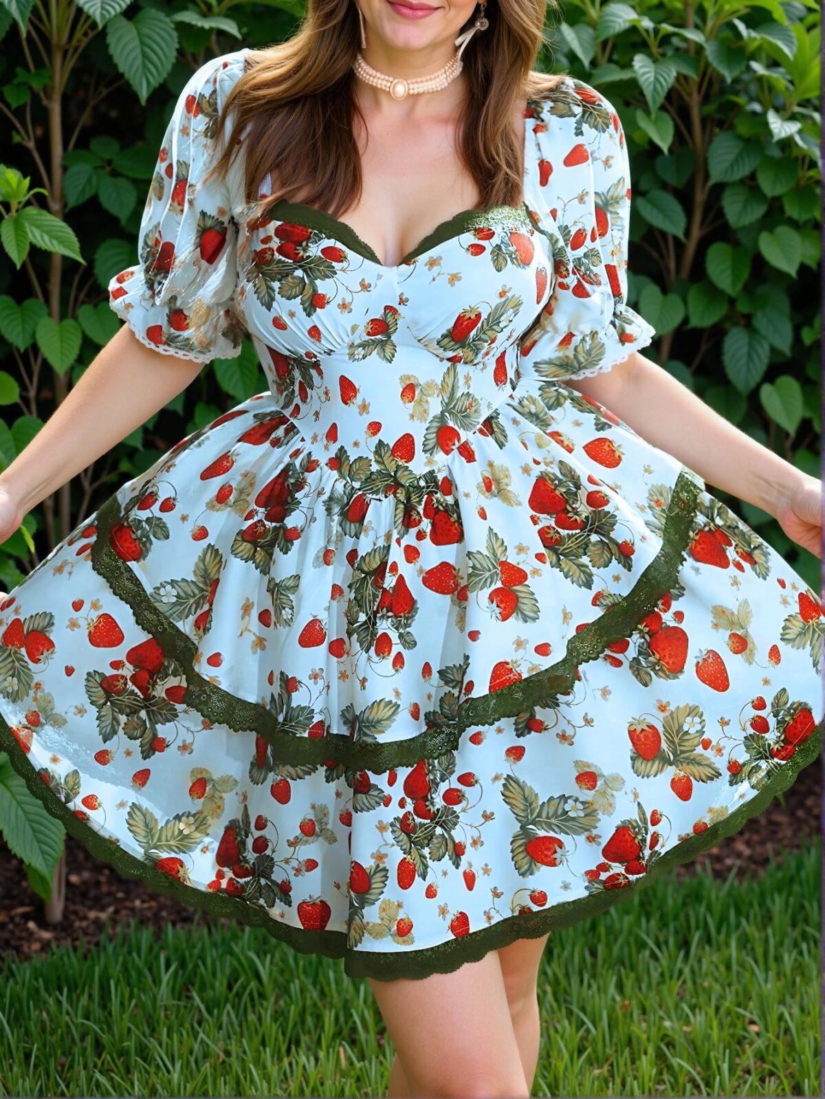 Elegant Blue Asymmetrical Strawberry Print Mini Dress with Tie Waist for the Perfect Spring and Summer Look - Chic, Classy and Trendy Fashion Style to Dress to Impress