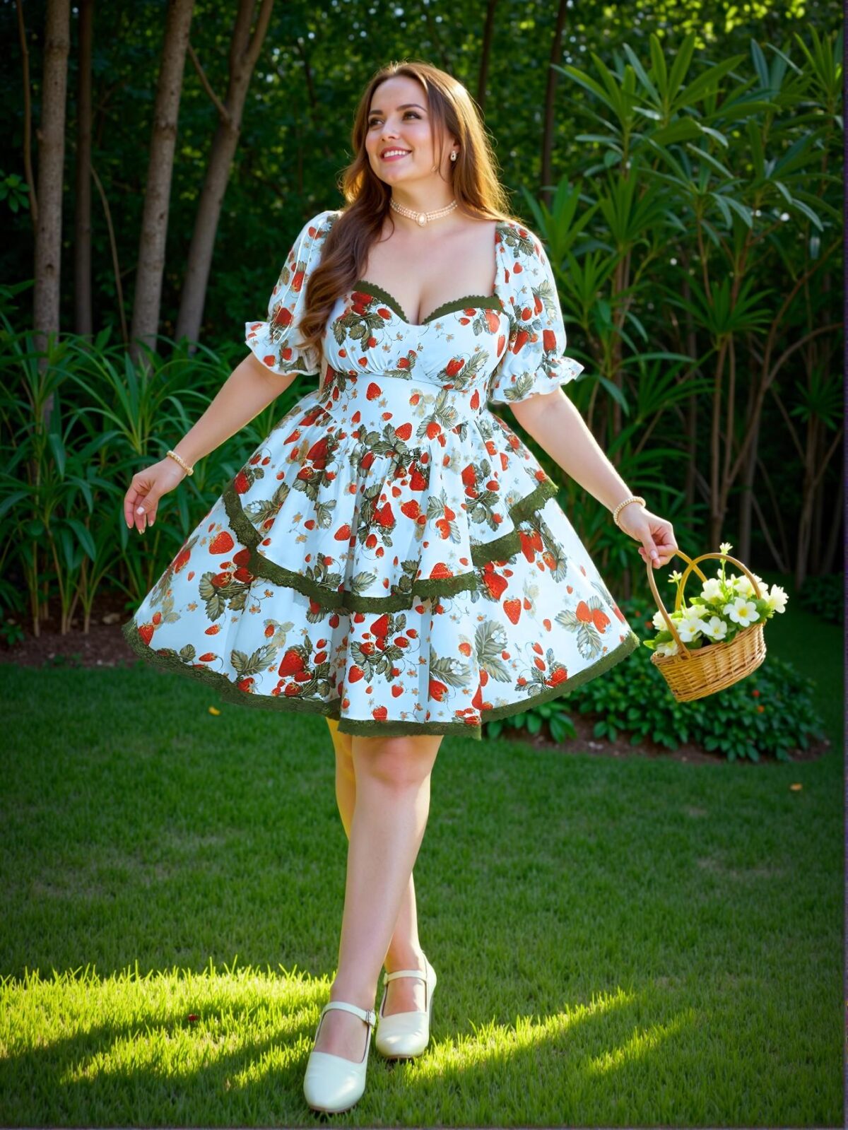 Elegant Blue Asymmetrical Strawberry Print Mini Dress with Tie Waist for the Perfect Spring and Summer Look - Chic, Classy and Trendy Fashion Style to Dress to Impress - Image 3