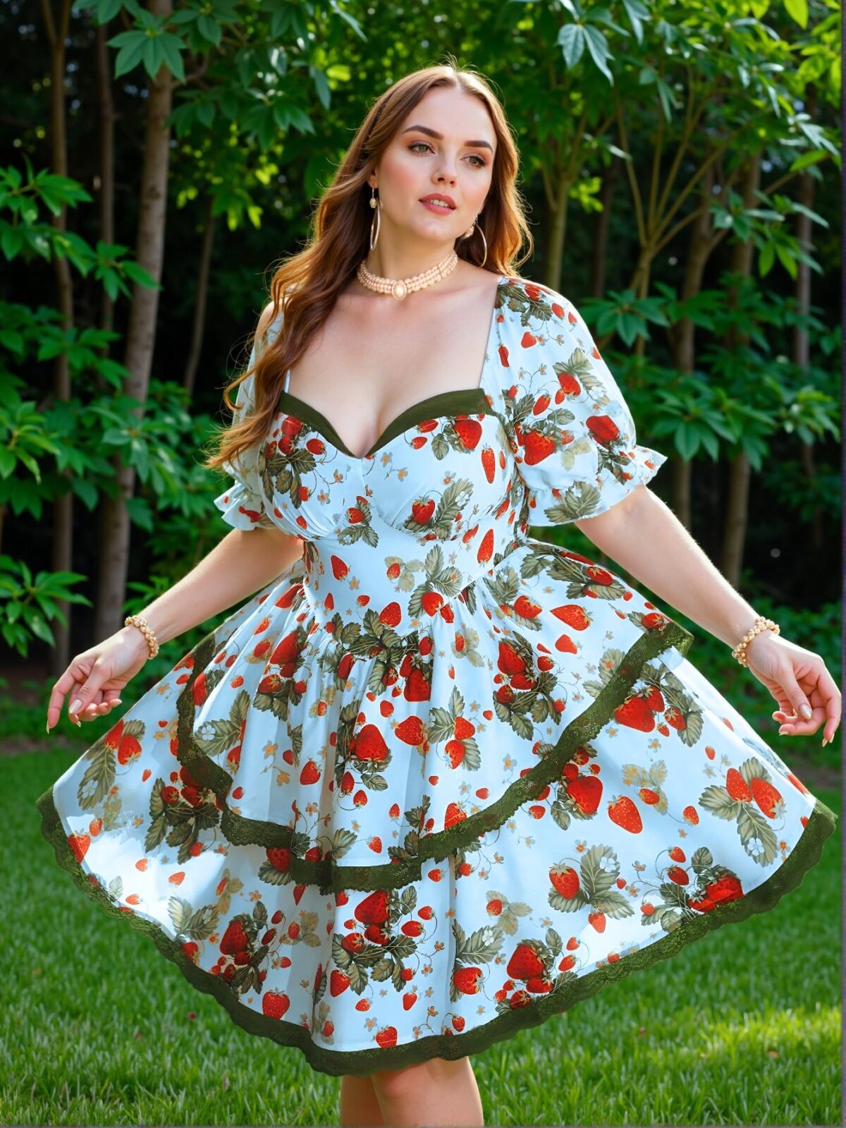 Elegant Blue Asymmetrical Strawberry Print Mini Dress with Tie Waist for the Perfect Spring and Summer Look - Chic, Classy and Trendy Fashion Style to Dress to Impress - Image 4