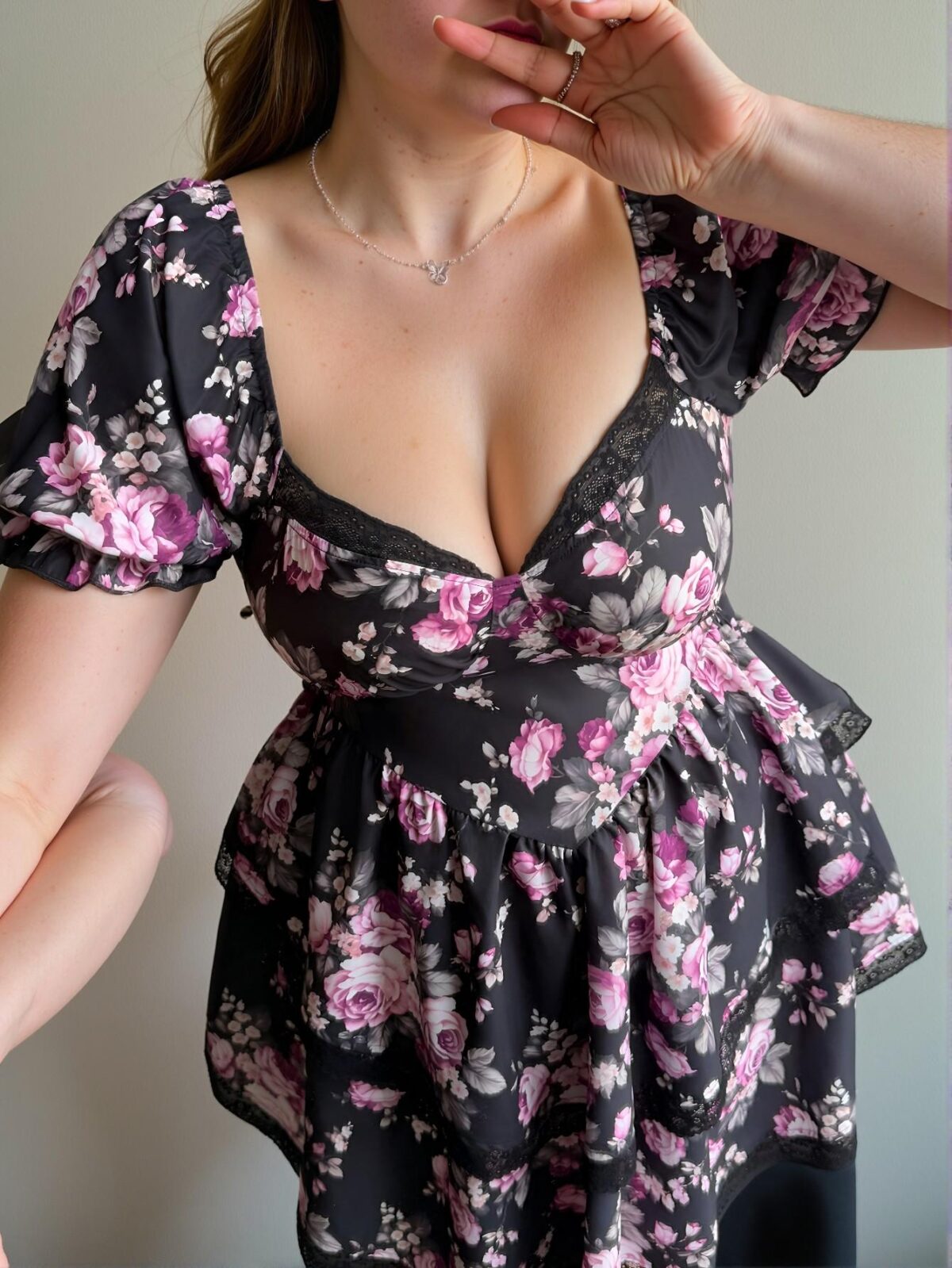 Elegant Multicolor Boho Floral Print Square Neck Puff Sleeve High Waist Casual Dress with Tiered Irregular Hem for Spring and Summer - Chic, Classy and Trendy Fashion Style to Dress to Impress - Image 5