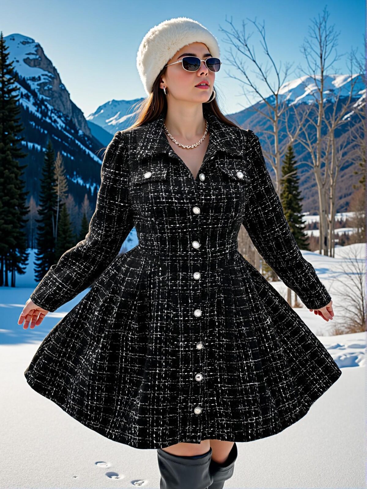 Elegant Black and White Cinched Waist Pleated A-Line Mini Dress for Spring and Summer - Chic, Classy, and Trendy Fashion Style to Dress to Impress - Image 3