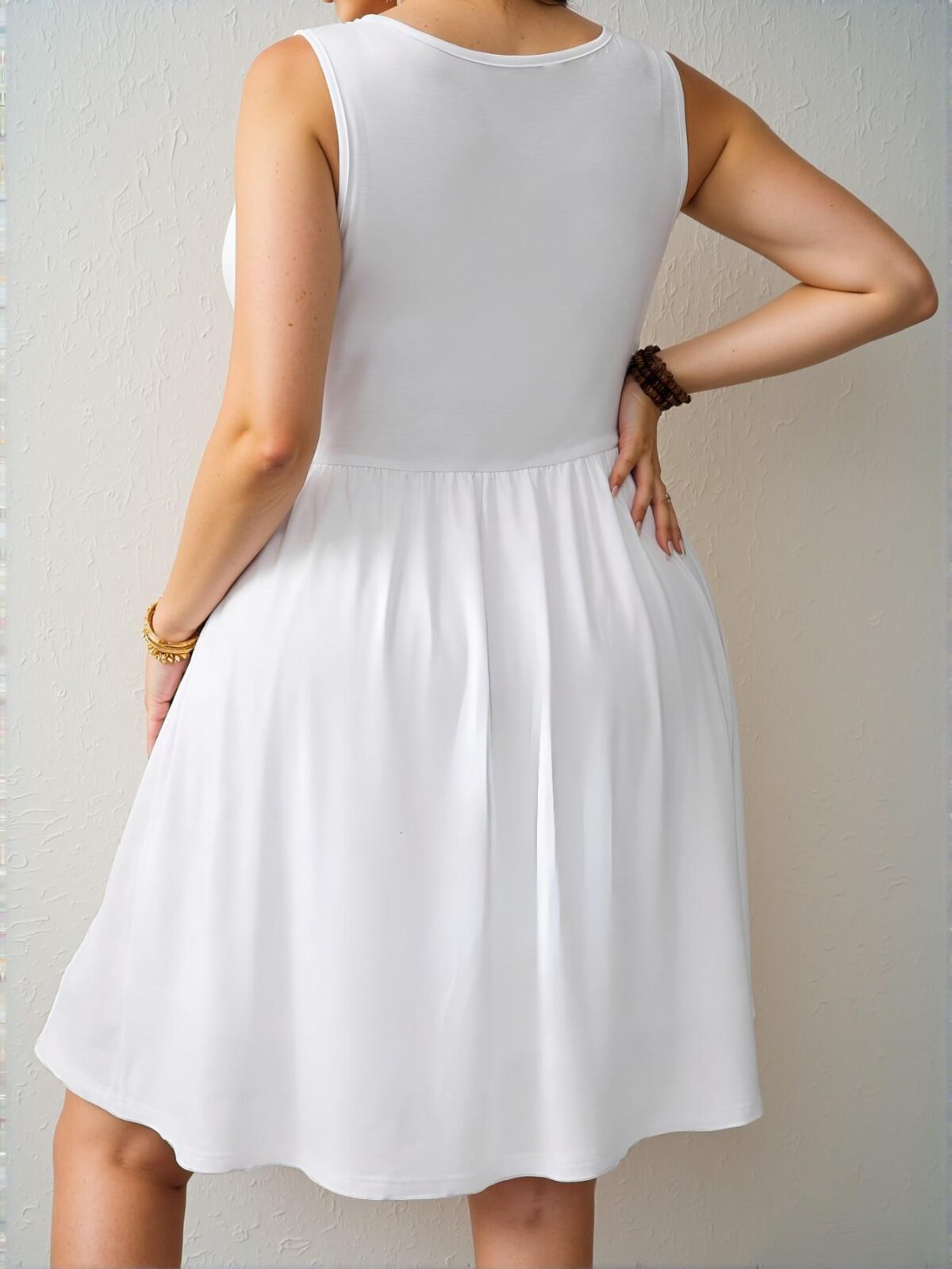 Elegant White Casual Twist A-Line Sleeveless Dress Perfect for Spring and Summer Chic, Classy and Trendy Fashion Style to Dress to Impress - Image 2
