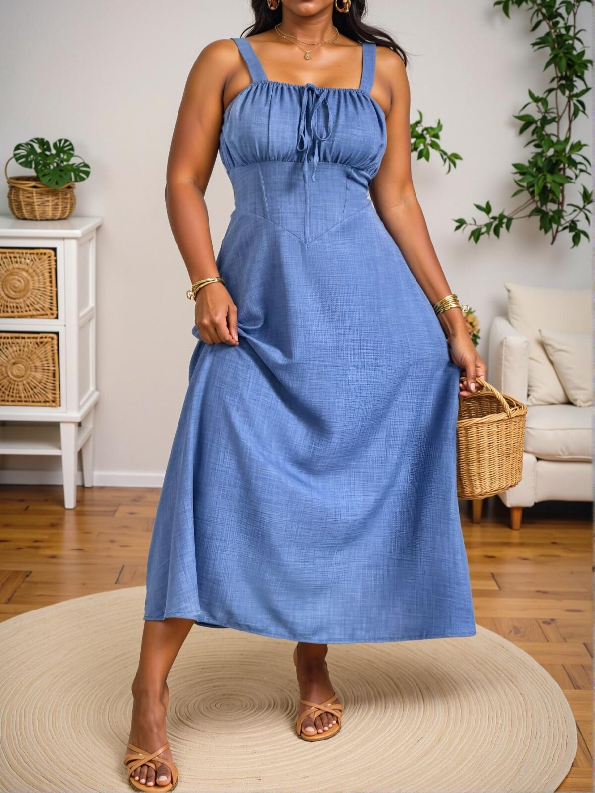 Elegant Multicolor Relaxed Tie Waist Cami Maxi Sundress for Effortless Spring and Summer Styling - Chic, Classy, and Trendy Fashion Style to Dress to Impress - Image 5
