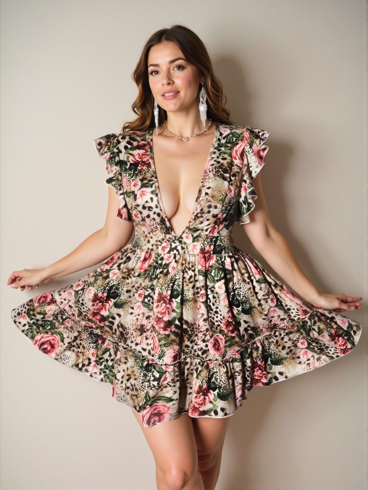 Elegant Multicolor Flouncy Floral Beach Dress for Spring and Summer Chic, Classy and Trendy Fashion Style to Dress to Impress - Image 4
