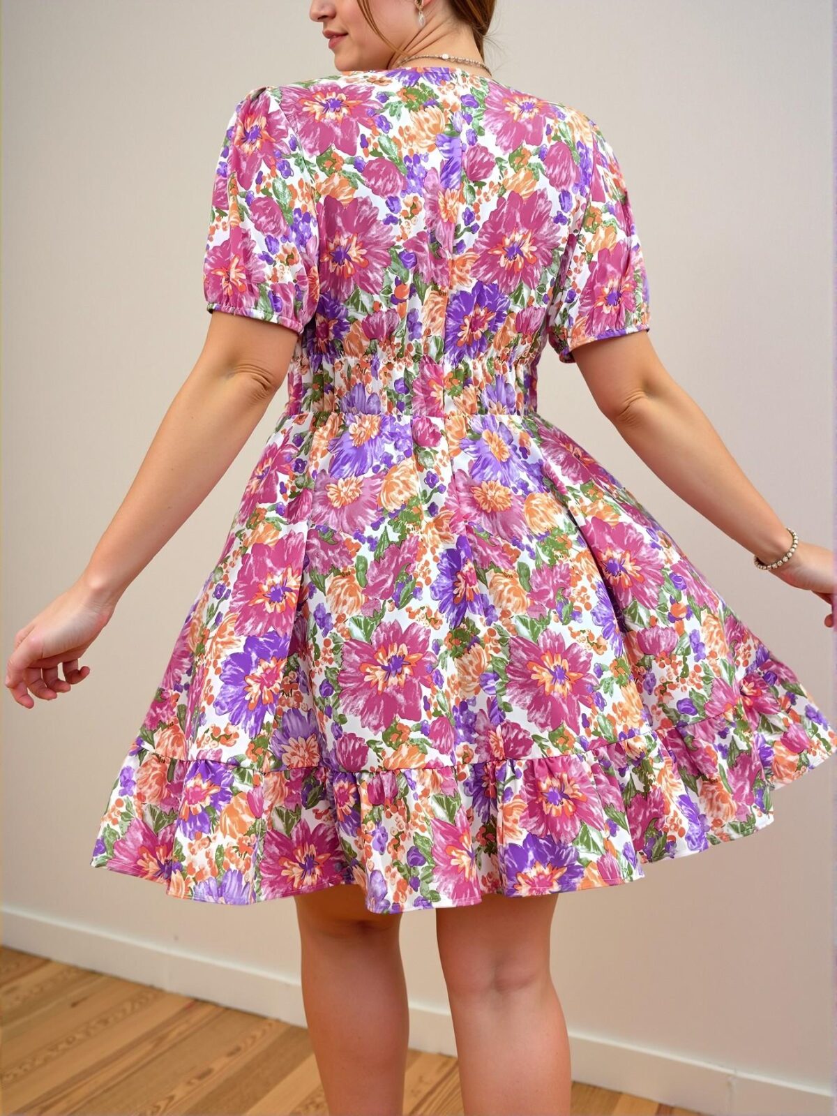 Elegant Multicolor Stylish V-Neck Fitted Mini Dress Perfect for Spring and Summer - Chic, Classy and Trendy Fashion Style to Dress to Impress - Image 2