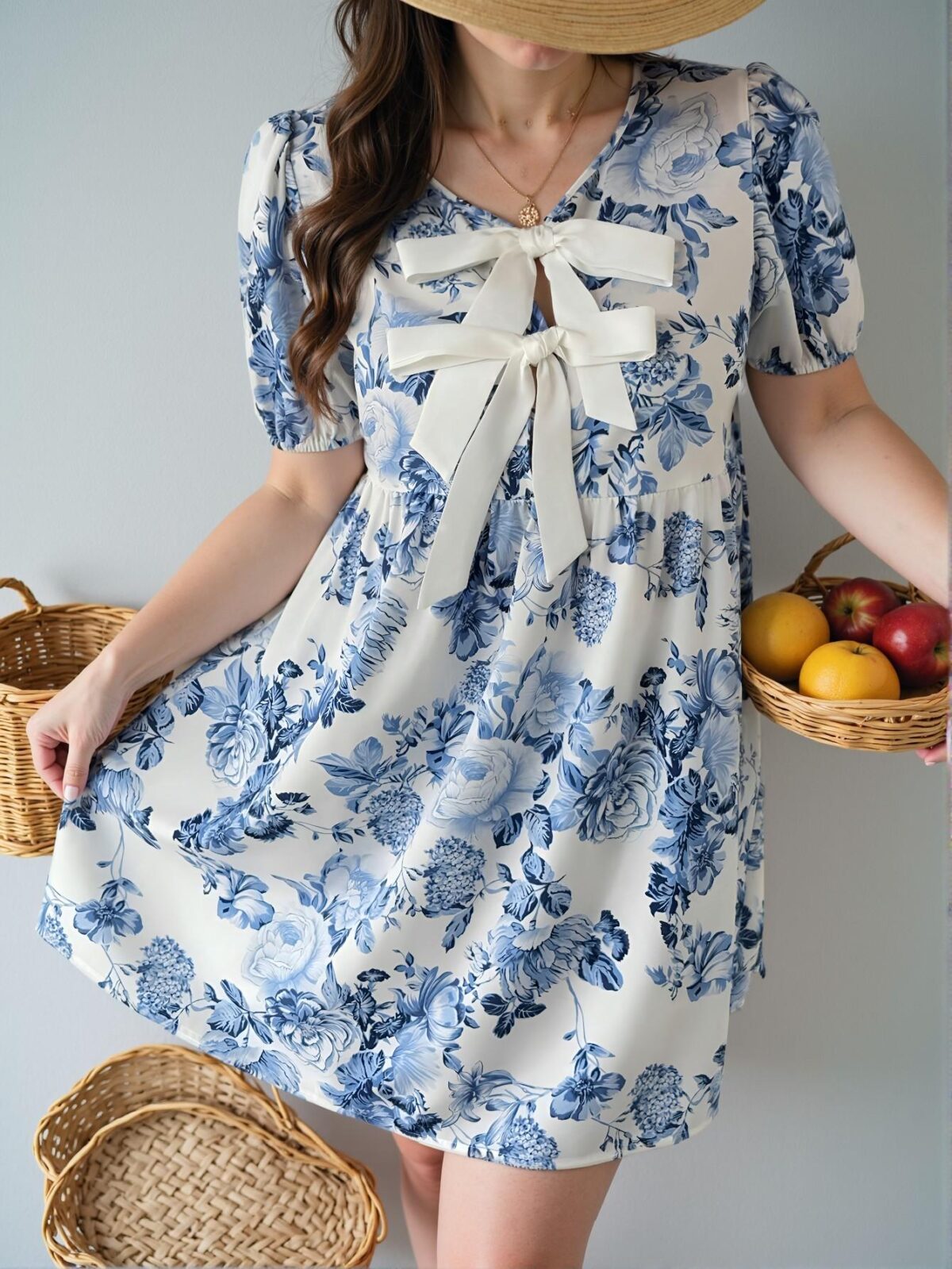 Elegant Blue Floral Print Vacation Dress Perfect for Spring and Summer Getaways Chic, Classy and Trendy Fashion Style to Dress to Impress - Image 4