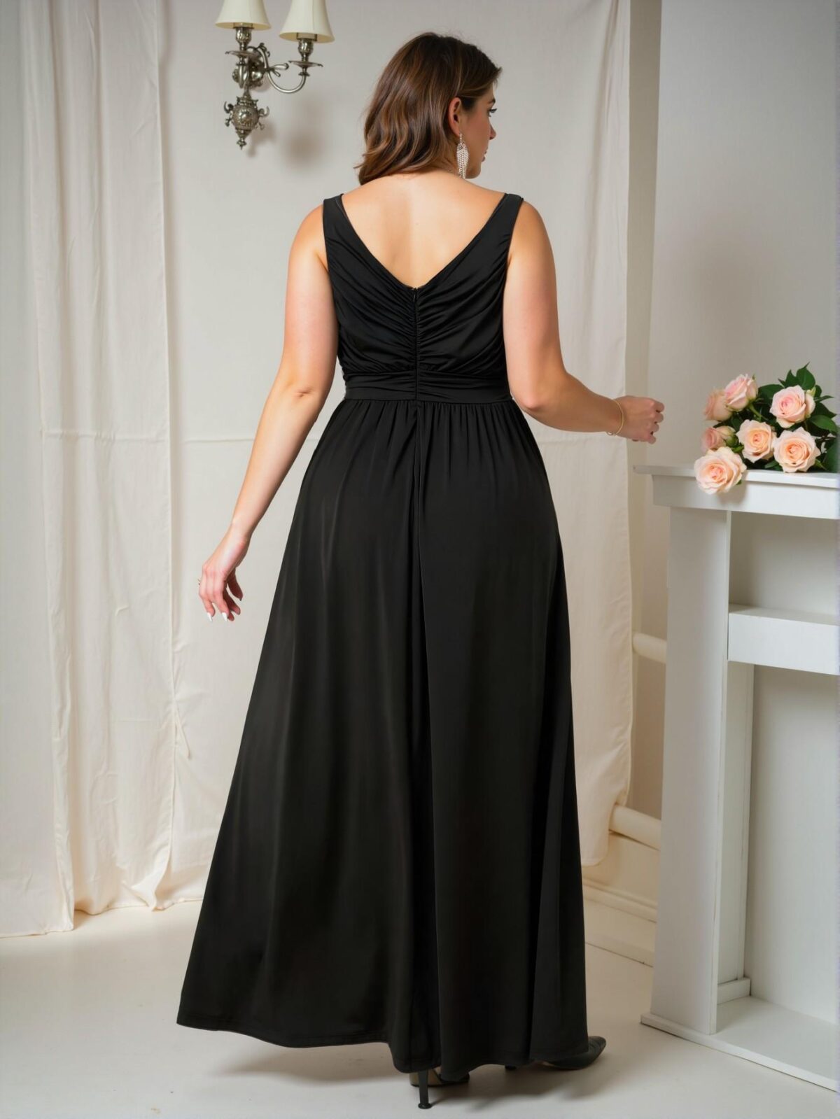 Elegant Black Spaghetti Strap Maxi Dress with Thigh-High Slit for Weddings, Formal Events, and Parties - Chic, Classy, and Trendy Fashion Style to Dress to Impress - Image 2
