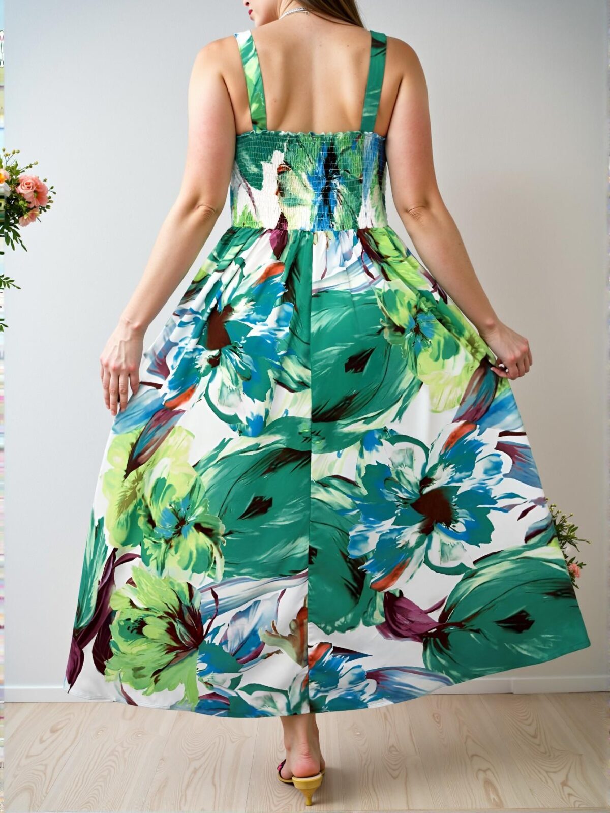 Elegant Multicolor Effortlessly Chic Random Printed Maxi Dress for Spring and Summer – A Boho Style to Dress to Impress - Image 2